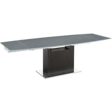 Olivia Dining Table In Gray Glass With Dark Gray Oak Base