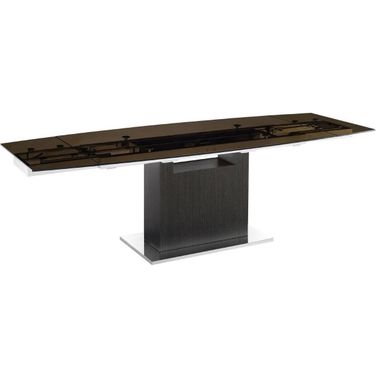 Olivia Manual Dining Table With Gray Oak Base and Smoked Top