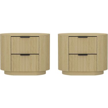 Olivia Nightstand Set of 2 In Natural Oak and Black