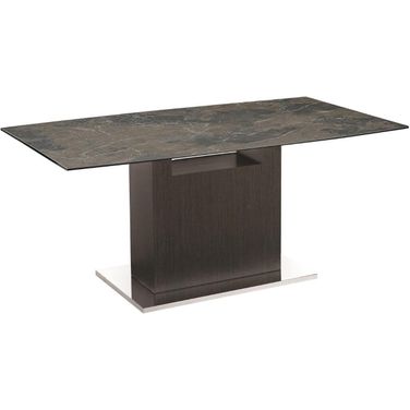 Olivia Dining Table With Gray Oak Base and Brown Marbled Top