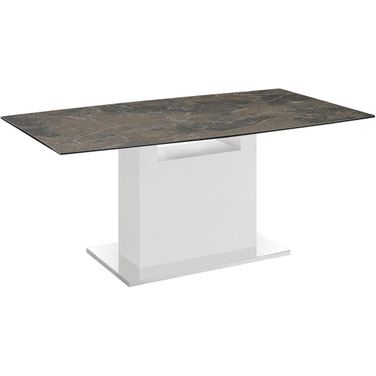 Olivia Dining Table With White Base and Brown Marbled Top