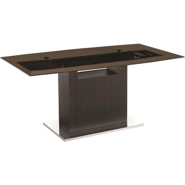 Olivia Dining Table With Gray Oak Base and Smoked Top