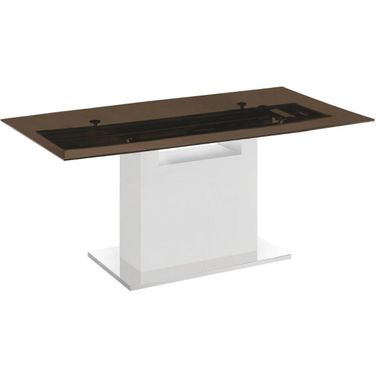 Olivia Dining Table With White Base and Smoked Top