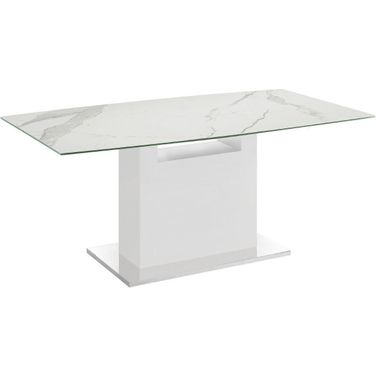 Olivia Dining Table With White Base and White Marbled Top