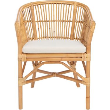 Olivia Rattan Accent Chair with Cushion in Natural and White