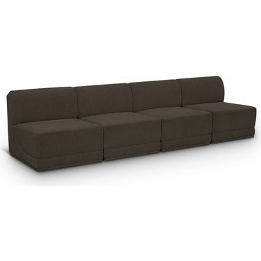 Ollie Boucle Fabric 4 Piece Modular Sofa In Brown