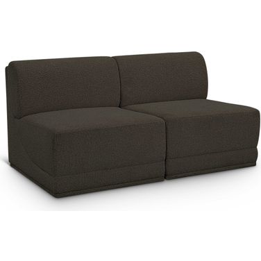 Ollie Boucle Fabric 2 Seater Modular Sofa In Brown