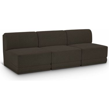Ollie Boucle Fabric 3 Piece Modular Sofa In Brown