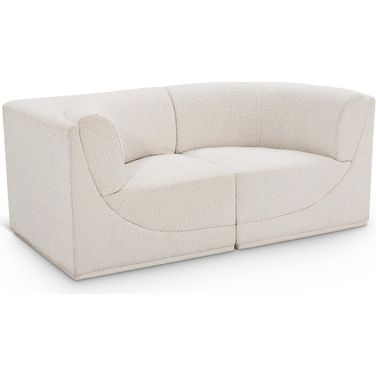 Ollie Boucle Fabric 2 Piece Modular Sofa In Cream