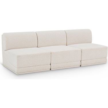 Ollie Boucle Fabric 3 Piece Modular Sofa In Cream