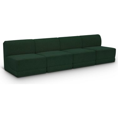 Ollie Boucle Fabric 4 Seater Modular Sofa In Green