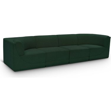 Ollie Boucle Fabric 4 Seater Modular Sofa with Arm Support In Green