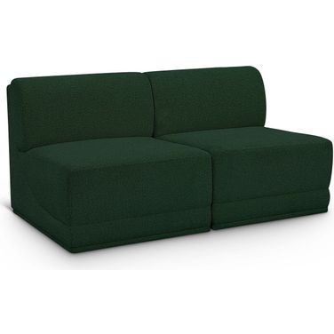 Ollie Boucle Fabric 2 Seater Modular Sofa In Green
