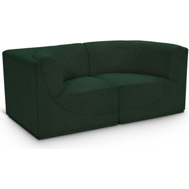 Ollie Boucle Fabric 2 Seater Modular Sofa with Arm Support In Green