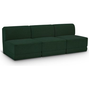 Ollie Boucle Fabric 3 Seater Modular Sofa In Green