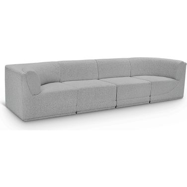 Ollie Boucle Fabric 4 Seater Modular Sofa with Arm Support In Grey