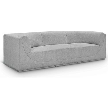 Ollie Boucle Fabric 3 Seater Modular Sofa with Arm Support In Grey