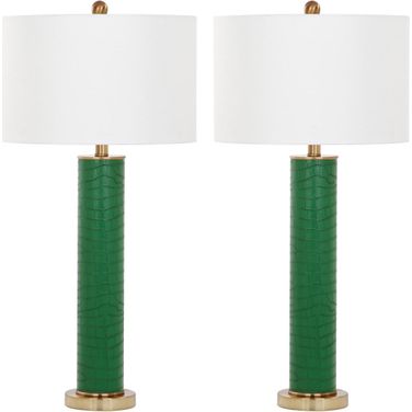 Ollie Dark Green Faux Snakeskin 31.5 Inch Table Lamp Set of 2 LIT4404B