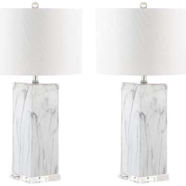 Olympia Black and White Marble Table Lamp Set of 2