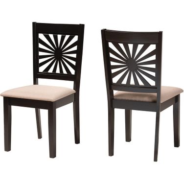 Olympia Wood Dining Chair Set of 2 In Beige and Espresso Brown