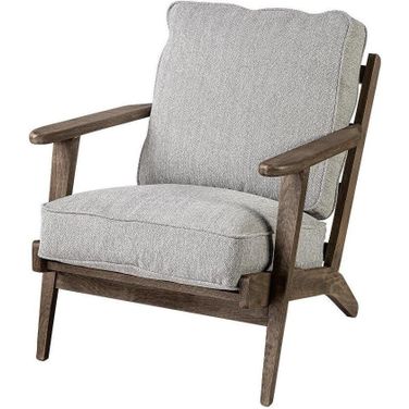 Olympus Vi Frost Grey Fabric Wrapped Wooden Frame Accent Chair