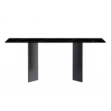 Olyra 55 Inch Dining Table with Sintered Stone Top In Black and Gold