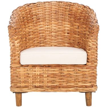 Omni Honey Rattan and White Barrel Chair