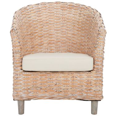 Omni Rattan Barrel Chair in White Wash