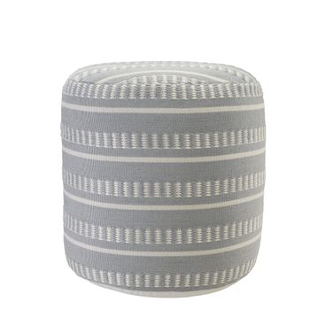 Omnio Striped Hand-Woven Ottoman Pouf In Blue