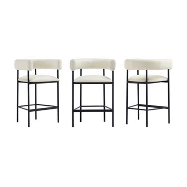 Onda Vegan Leather Metal Counter Stool In Ivory
