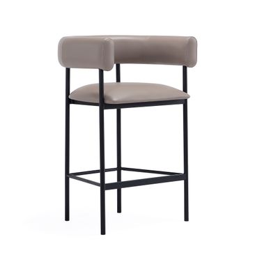 Onda Vegan Leather Metal Counter Stool In Taupe