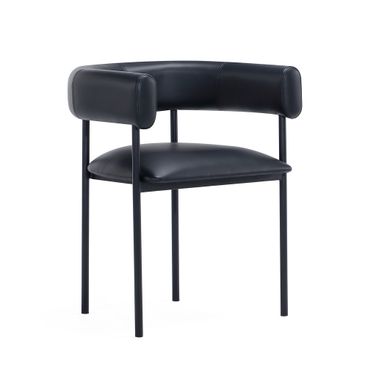 Onda Vegan Leather Metal Dining Chair In Black