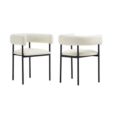 Onda Vegan Leather Metal Dining Chair In Ivory