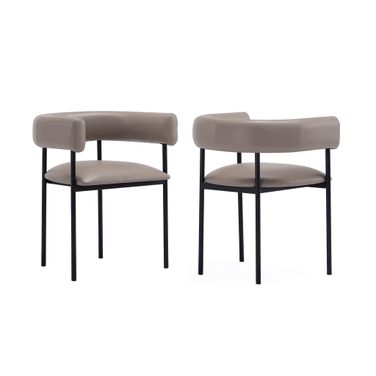 Onda Vegan Leather Metal Dining Chair In Taupe