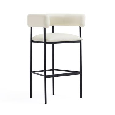 Onda Vegan Leather Metal Upholstered Barstool In Ivory