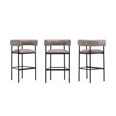 Onda Vegan Leather Metal Upholstered Barstool In Taupe
