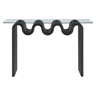 Ondine Glass Top 50 Inch Console Table In Black
