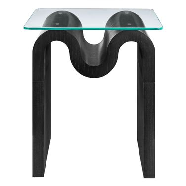 Ondine Glass Top Side Table In Black