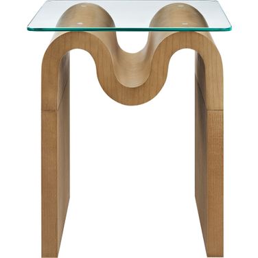 Ondine Glass Top Side Table In Natural