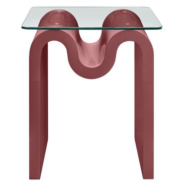 Ondine Glass Top Side Table In Spiced Apple