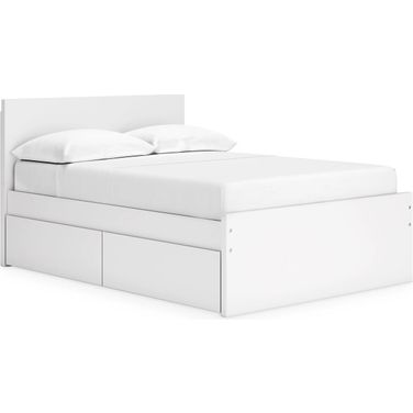 Onita Full Panel Platform Bed with 2 Side Storage In White