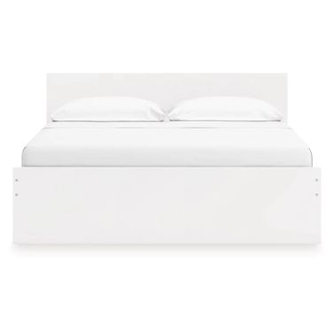 Onita King Panel Platform Bed with 2 Side Storage In White