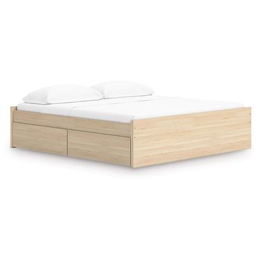 Onita King Platform Bed with 1 Side Storage In Natural