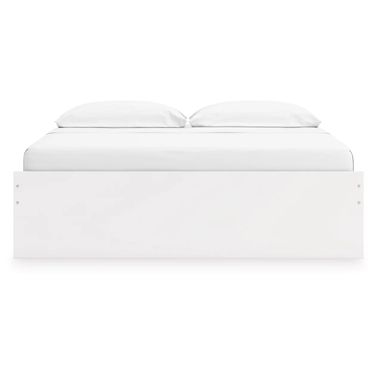 Onita King Platform Bed with 1 Side Storage In White