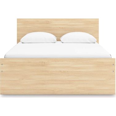 Onita Queen Panel Platform Bed with 1 Side Storage In Natural