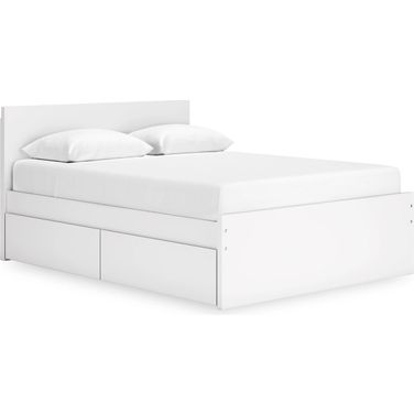 Onita Queen Panel Platform Bed with 1 Side Storage In White