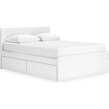 Onita Queen Panel Platform Bed with 2 Side Storage In White
