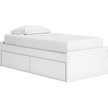 Onita Twin Platform Bed with 1 Side Storage In White