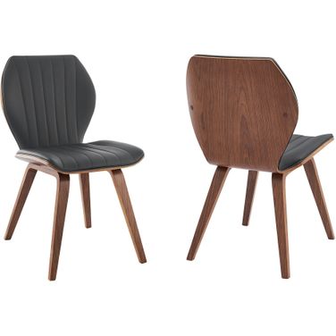 Ontario Gray Faux Leather and Walnut Wood Dining Chair Set of 2