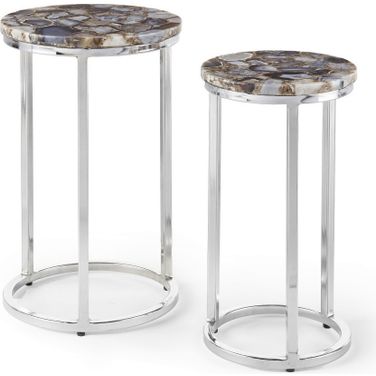 Onyx Agate Top Nesting Table In Gray